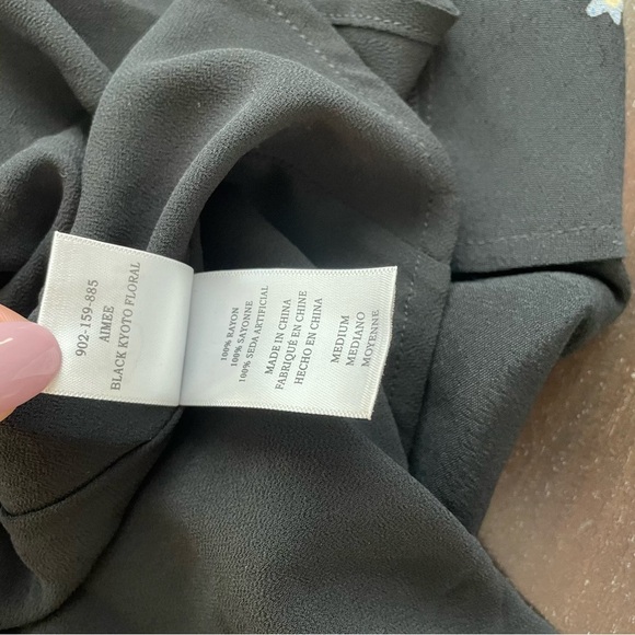 Rails Amiee Kyoto Floral Wrap Dress Black Medium 3/4 Flutter sleeve - Picture 6 of 8